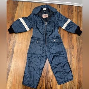 VTG 90s Walls Blizzard-Pruf Kids Insulated Blue Striped Snowsuit Size Small 4-5